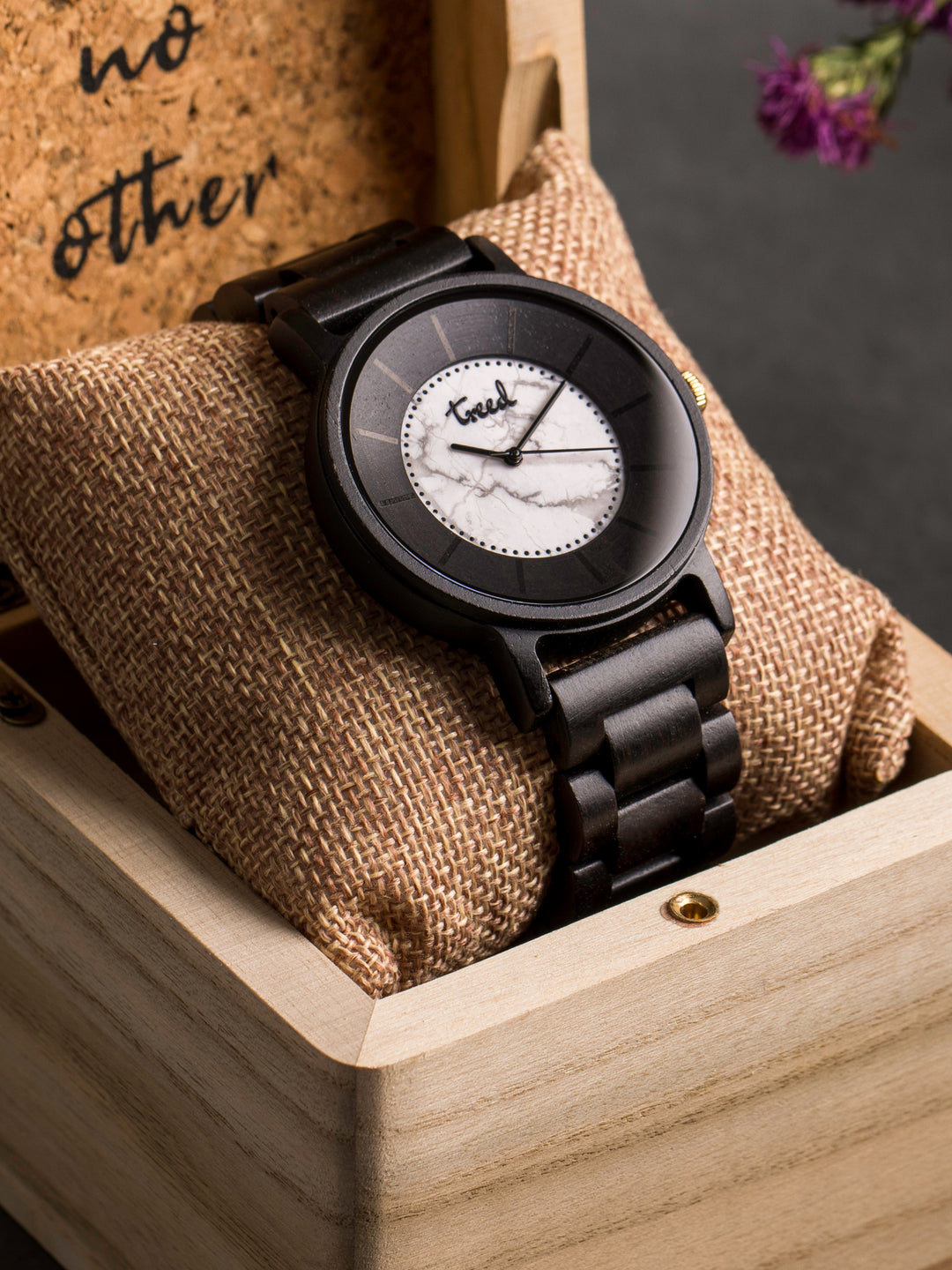Treed Classic Ebony White Marble Wooden Watch for men