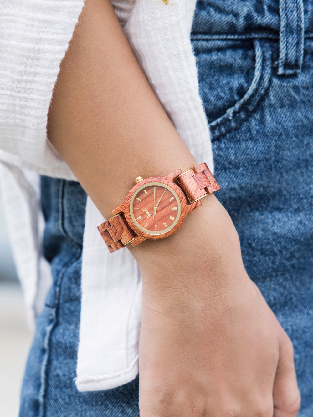 Treed Flora Mahogany Wood Watch with Mahogany Wood dial for women