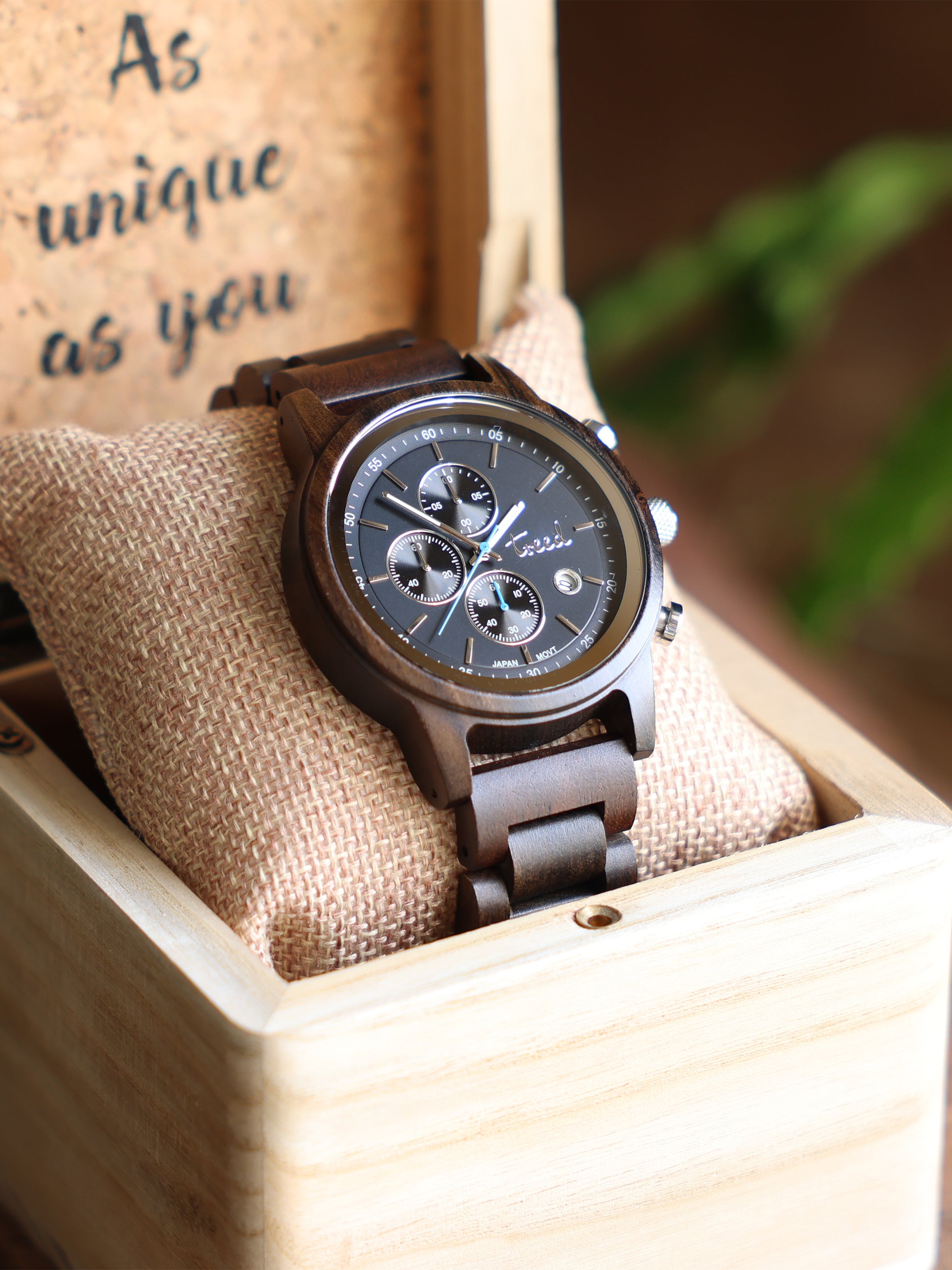 TREEHUT Wood Watches | Green Grey | Mens Watch | Sandalwood | Alpine Green  Sandalwood Gunmetal Grey | Japanese Miyota 0T45 Movement | Date | Treehut